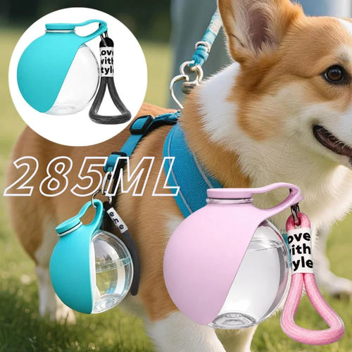 285ML Leakproof Pet Water Bottle Silicone Drinking Bowl Detachable Lanyard Portable Dog Feeder for Walking Travel